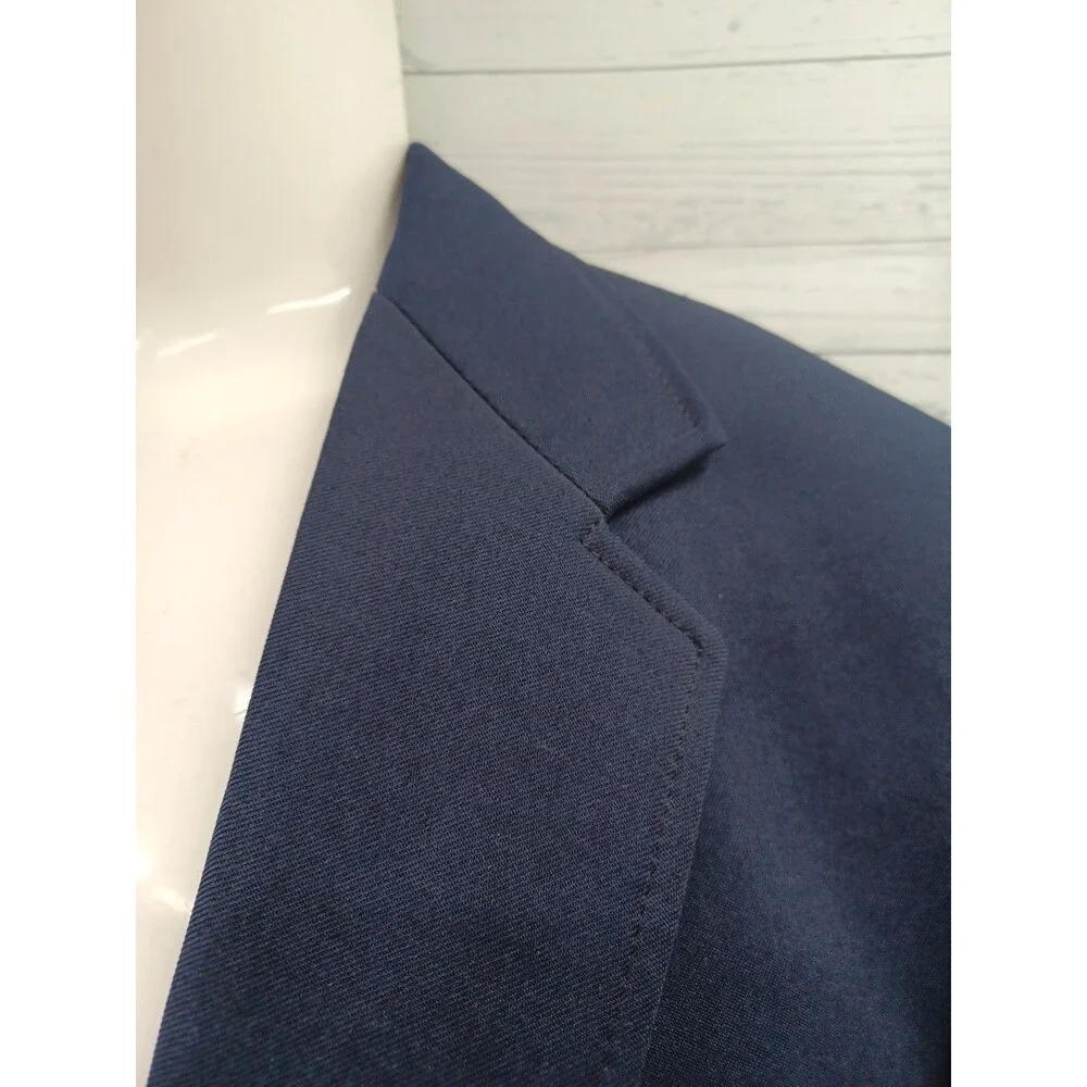 Vtg Haggar Mens Blazer Jacket Sz 42 Washable Blue 2 Gold Buttons